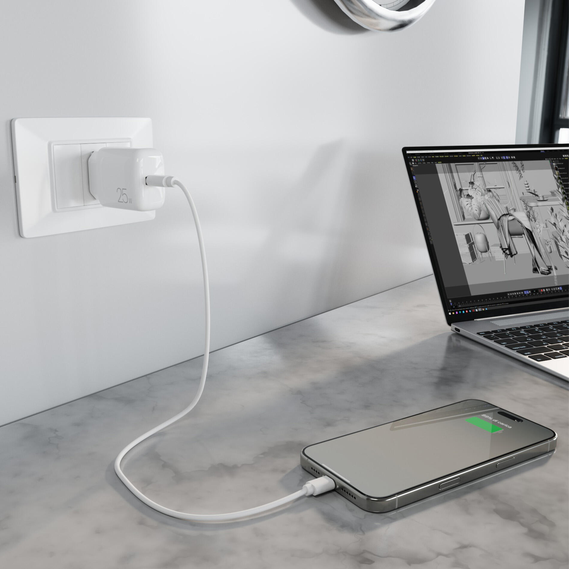 Caricatore Caricabatterie Da Parete Pro Lite con porta USB-C, 25W 6/6