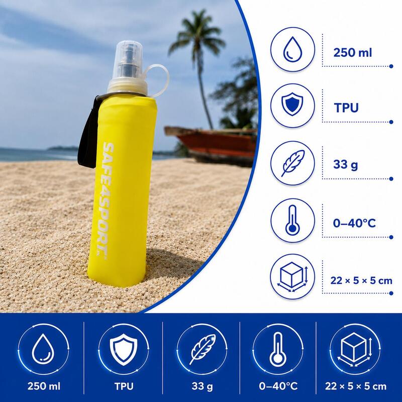 Soft flask sticlă de apă flexibilă pentru alergare 250 ml