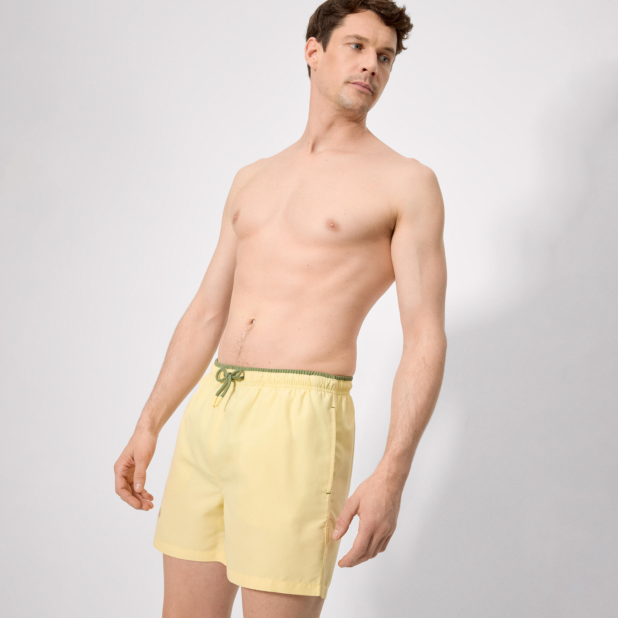 Maillot de bain jaune basique mi-long 3/5