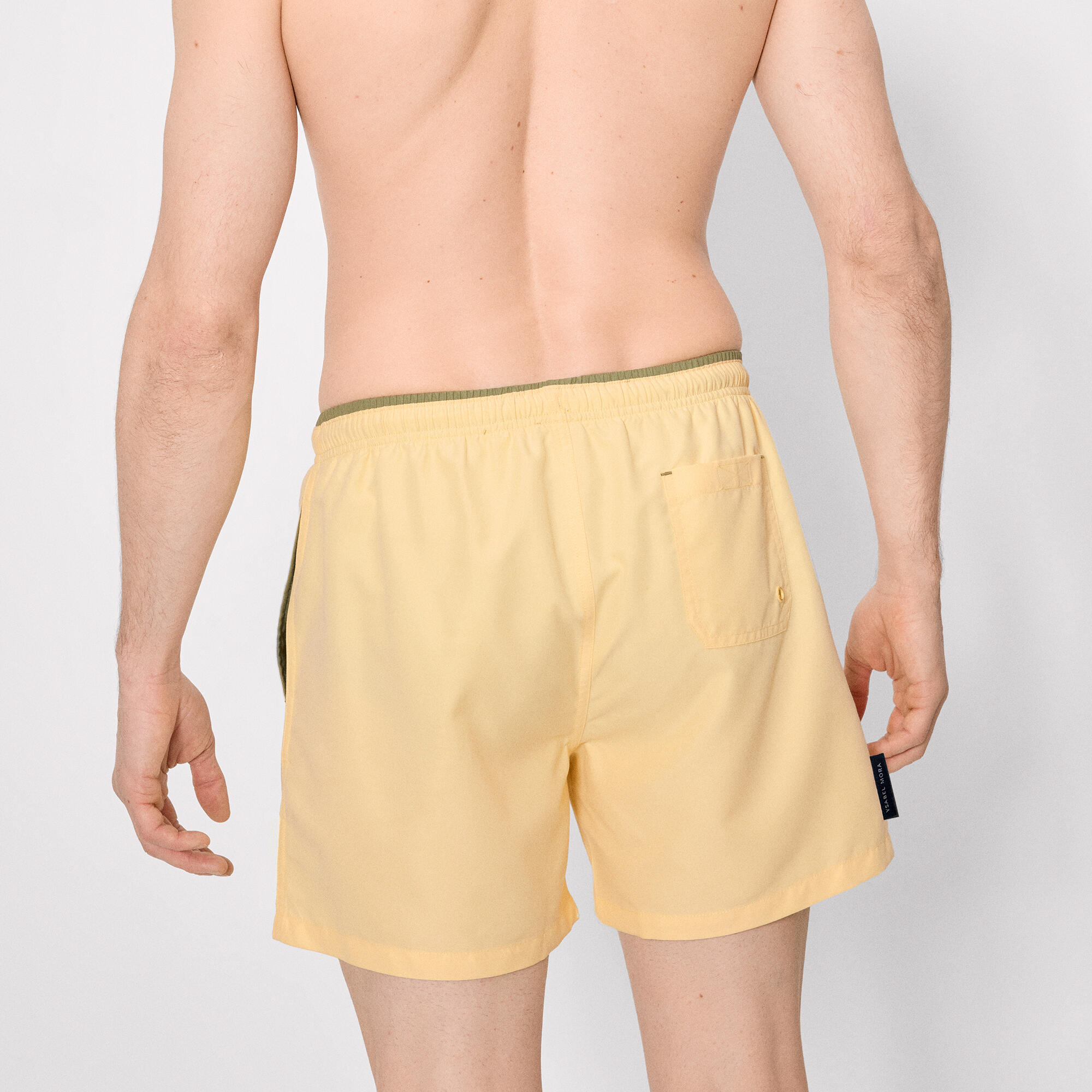 Maillot de bain jaune basique mi-long 2/5