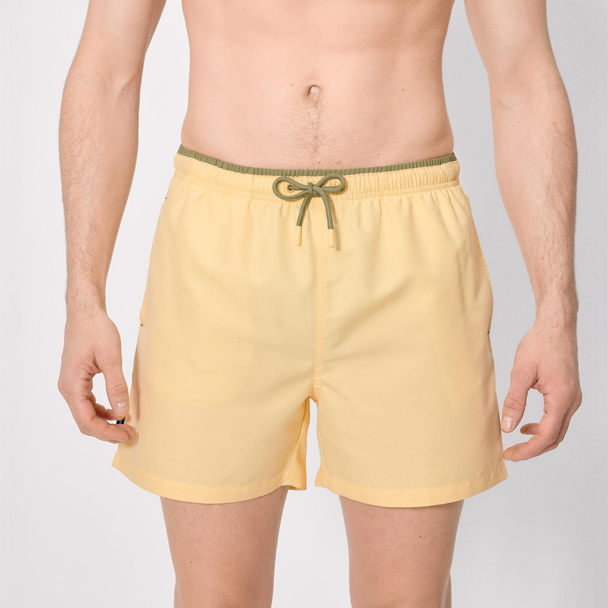 Maillot de bain jaune basique mi-long 1/5