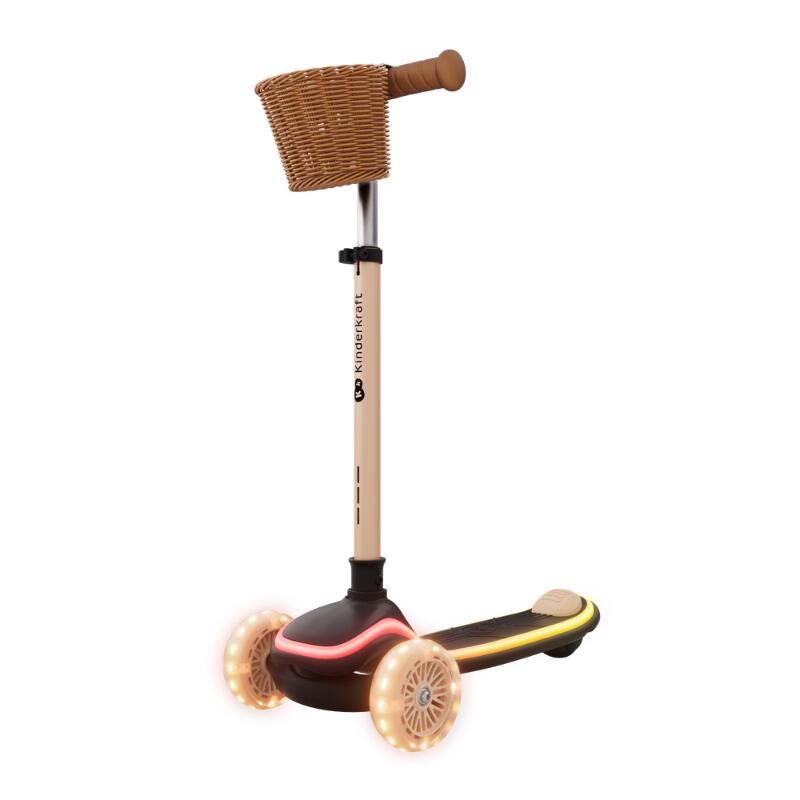 Trotinetă  Kinderkraft RAKET UP, 3 Roți LED, cu șezut, BEIGE