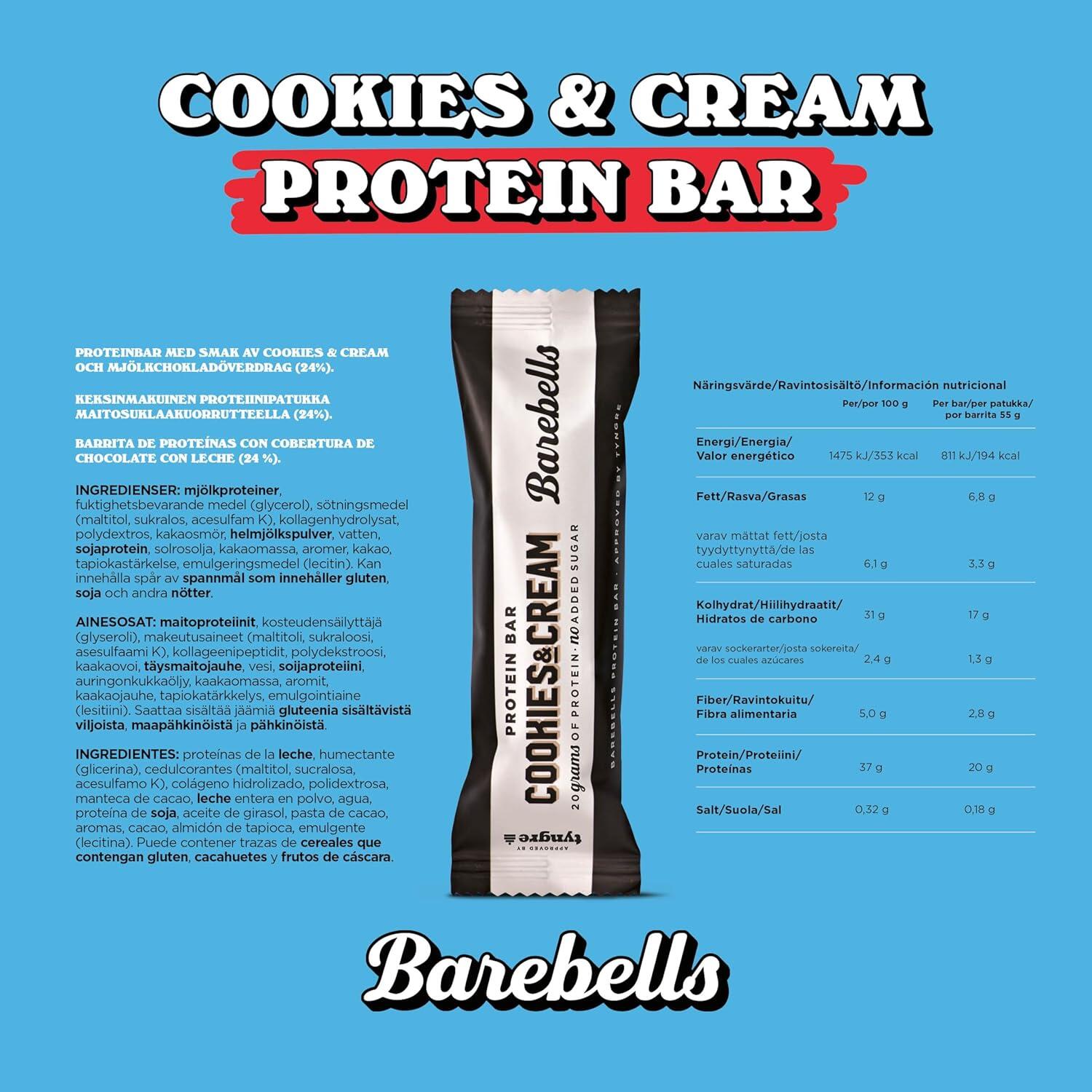 Barritas de Proteína Cookies & Cream (12x55g) Barebells 3/4