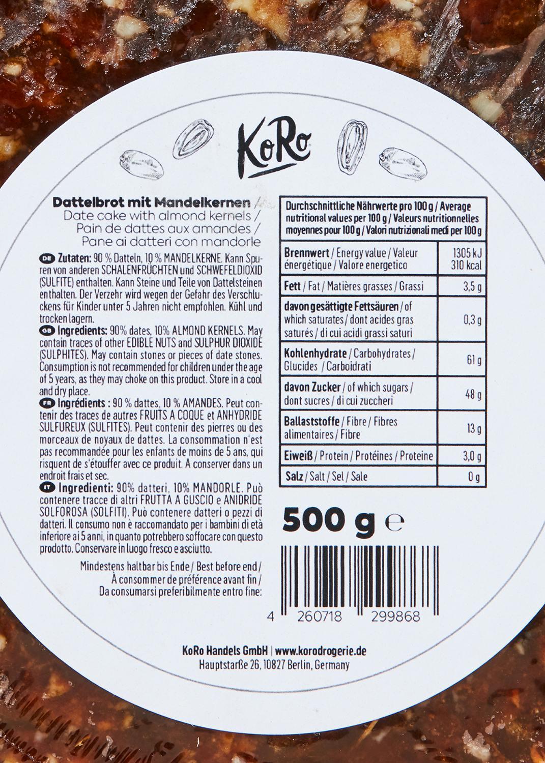 Pain aux dattes et aux amandes 500 g 4/7