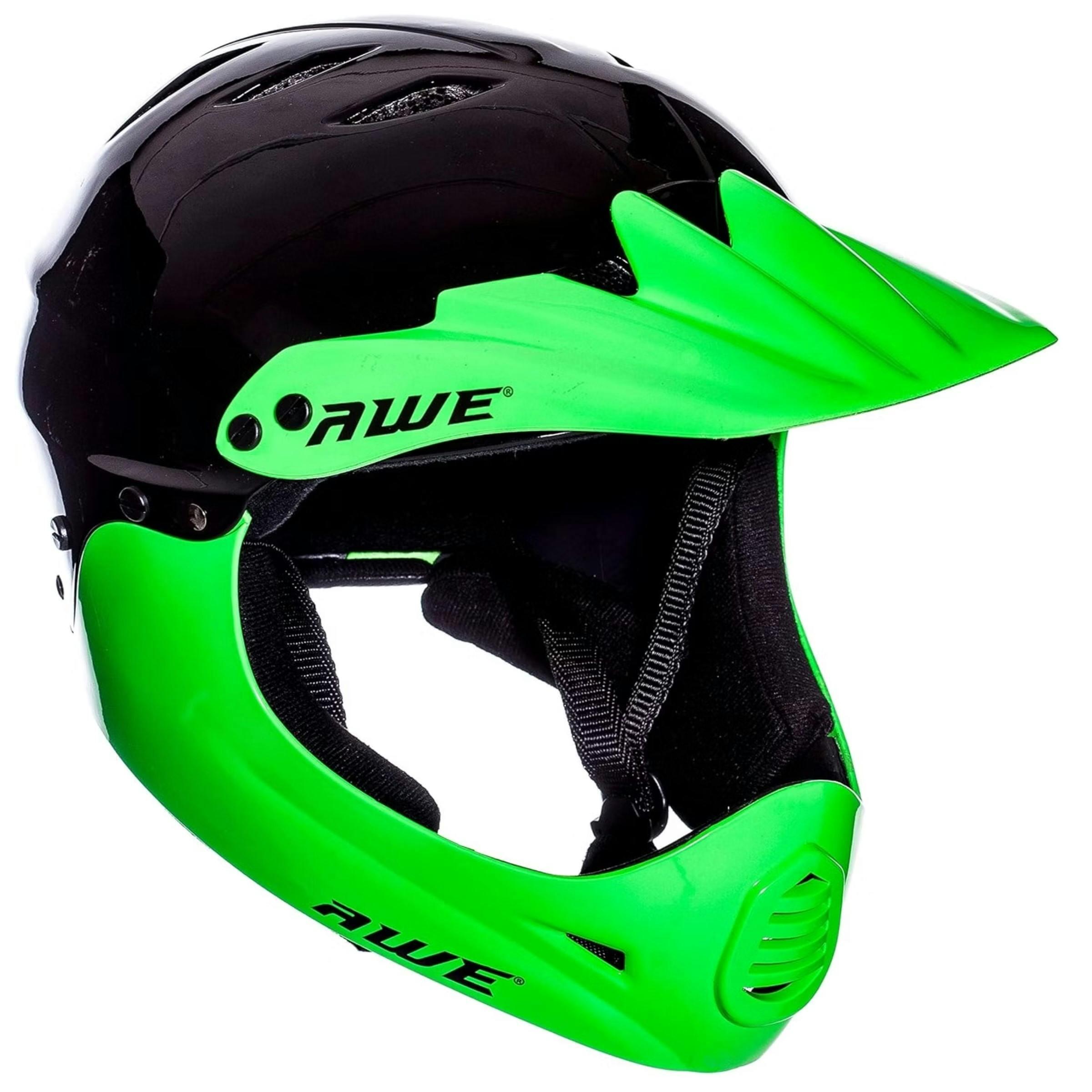 awe bike helmet AWE BMX Junior 16+/Adult Full Face Bike Helmet Black/Green 56-58cm
