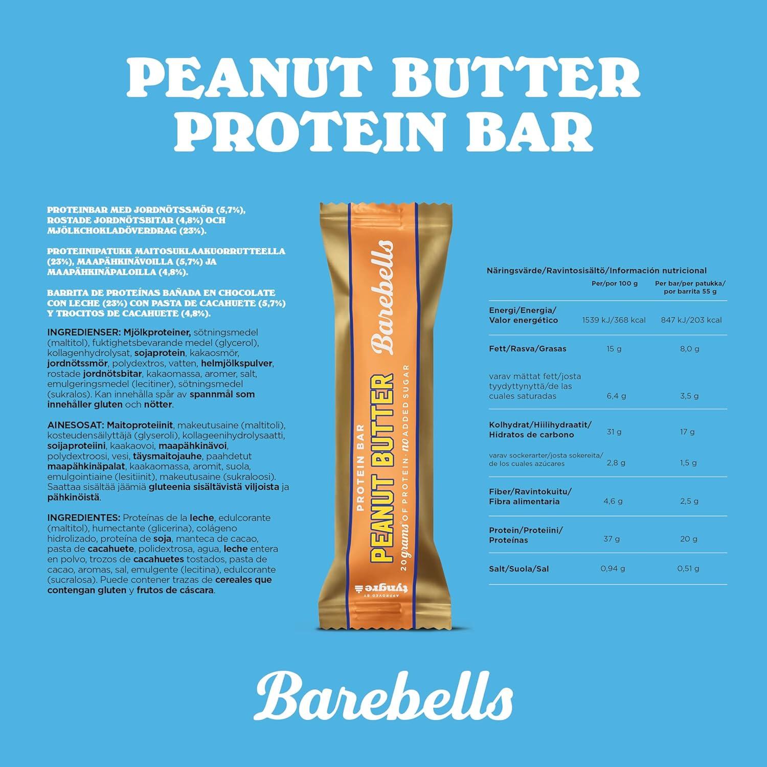 Barritas de Proteína Peanut Butter (12x55g) Barebells 3/4