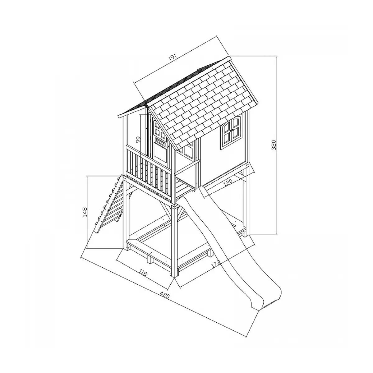 Maison sur pilotis AXI Romy avec toboggan, blanche 2/6
