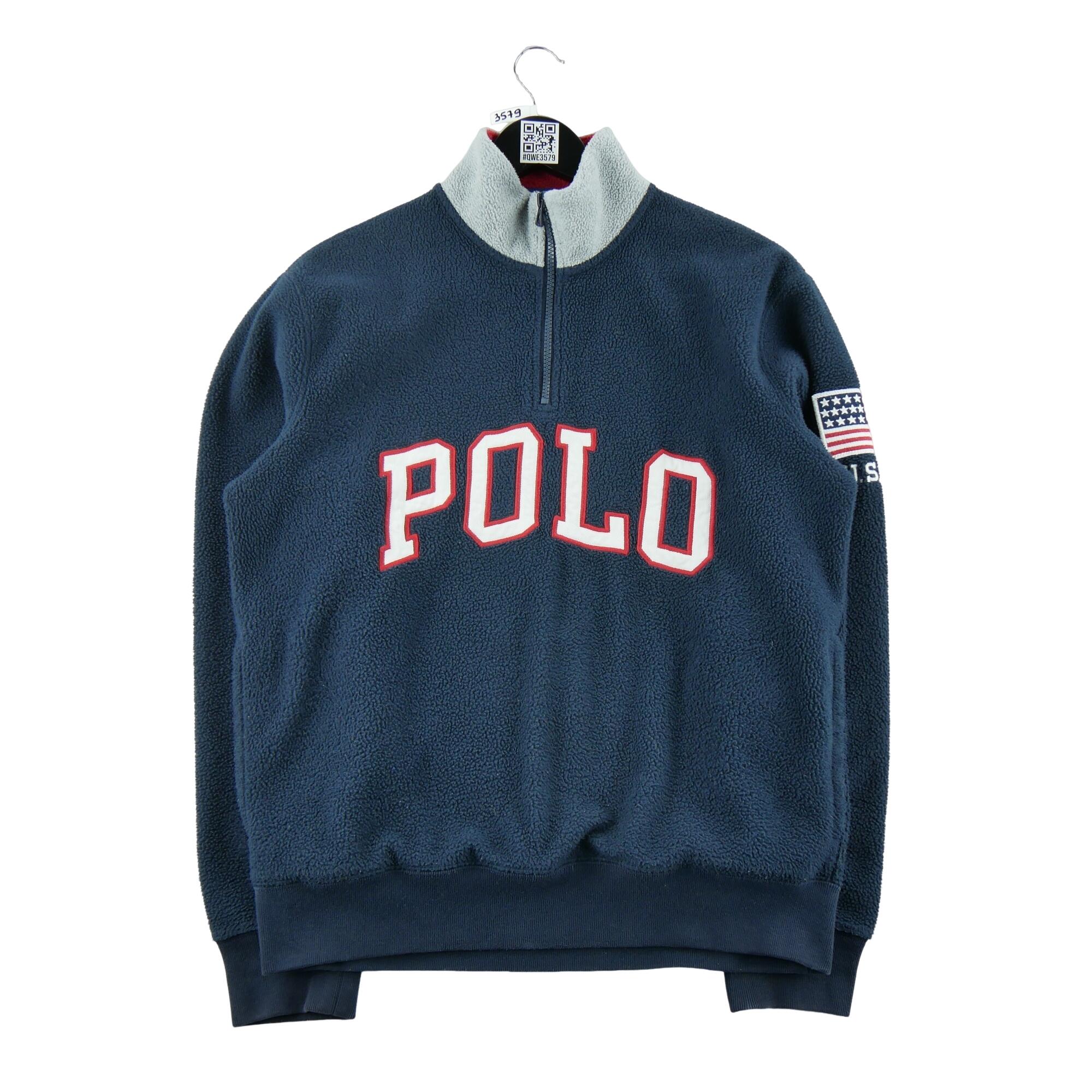 Refurbished - Polo Ralph Lauren Herren Fleecepullover USA Flagge - Wie neu 3/7