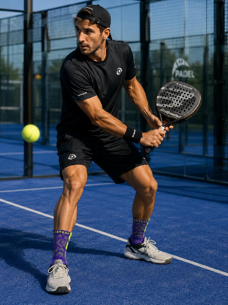 Calze sportive alte, viola e gialle - Tecniche e performanti - Multisport 3/5