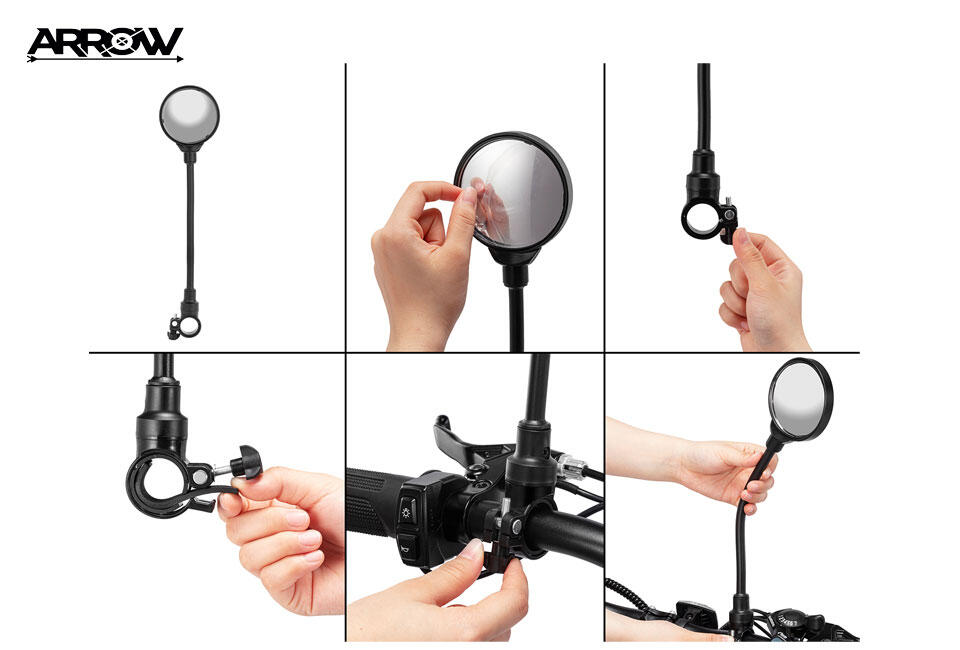 Arrow - Rétroviseurs Vélo - Bras Flexible - Vélo & Vélo Électrique - Lot de 2 3/4