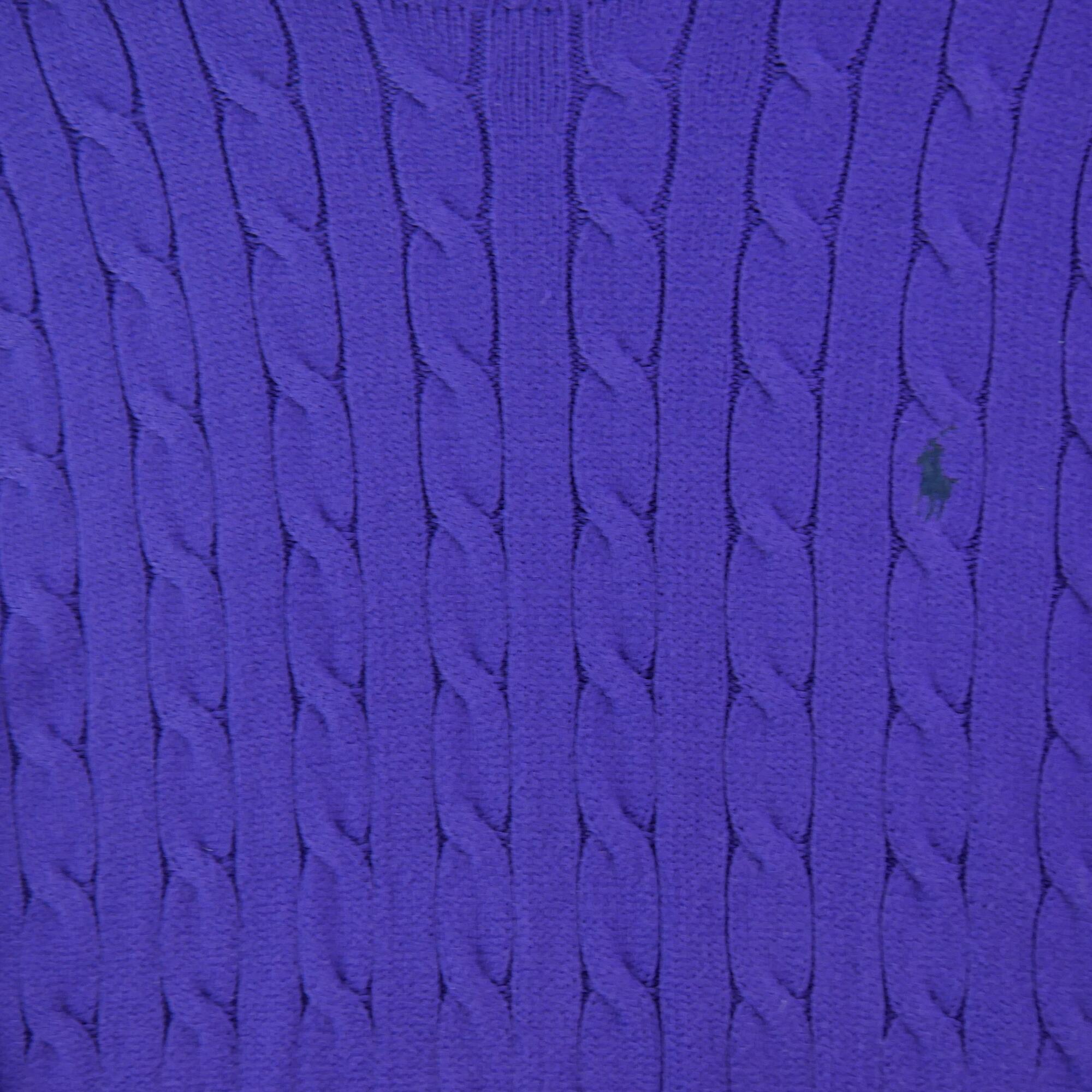 Second life - Sweter męski Polo Ralph Lauren warkoczowy fioletowy - Jak nowy 3/6