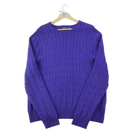 Seconde vie - Pull Homme Cable Knit Torsadée Violet - Excellent