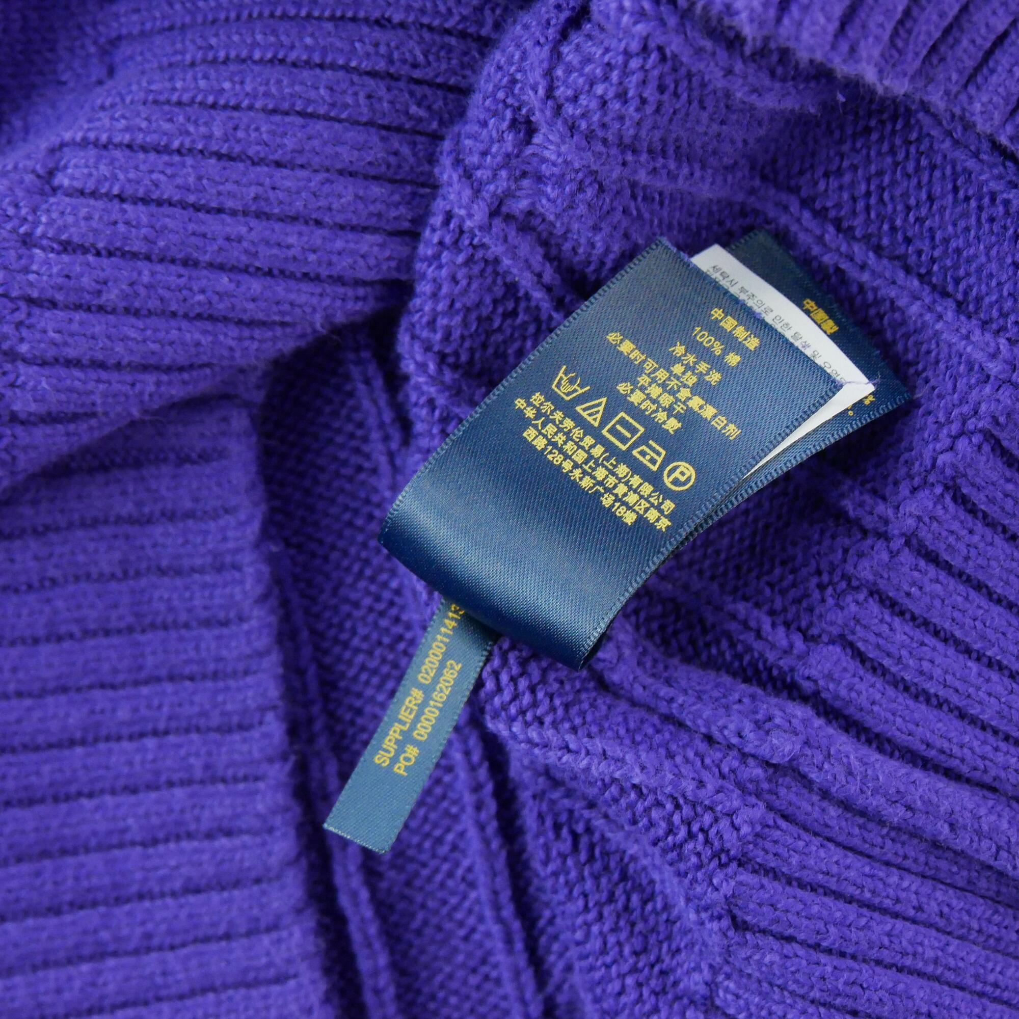 Second life - Sweter męski Polo Ralph Lauren warkoczowy fioletowy - Jak nowy 6/6