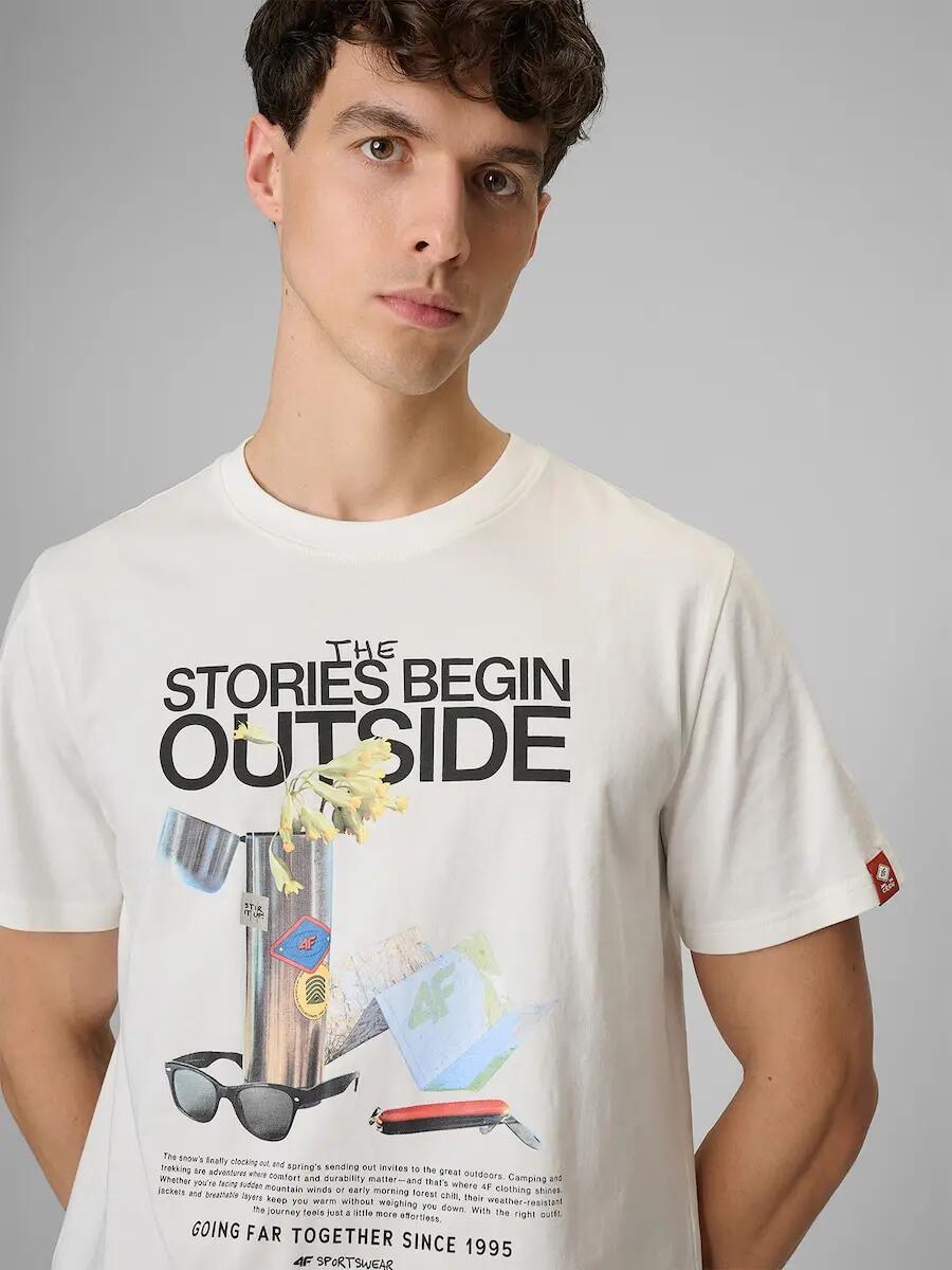 T-shirt regular z nadrukiem męski 4F 4FRSS26TTSHM3811 4/6