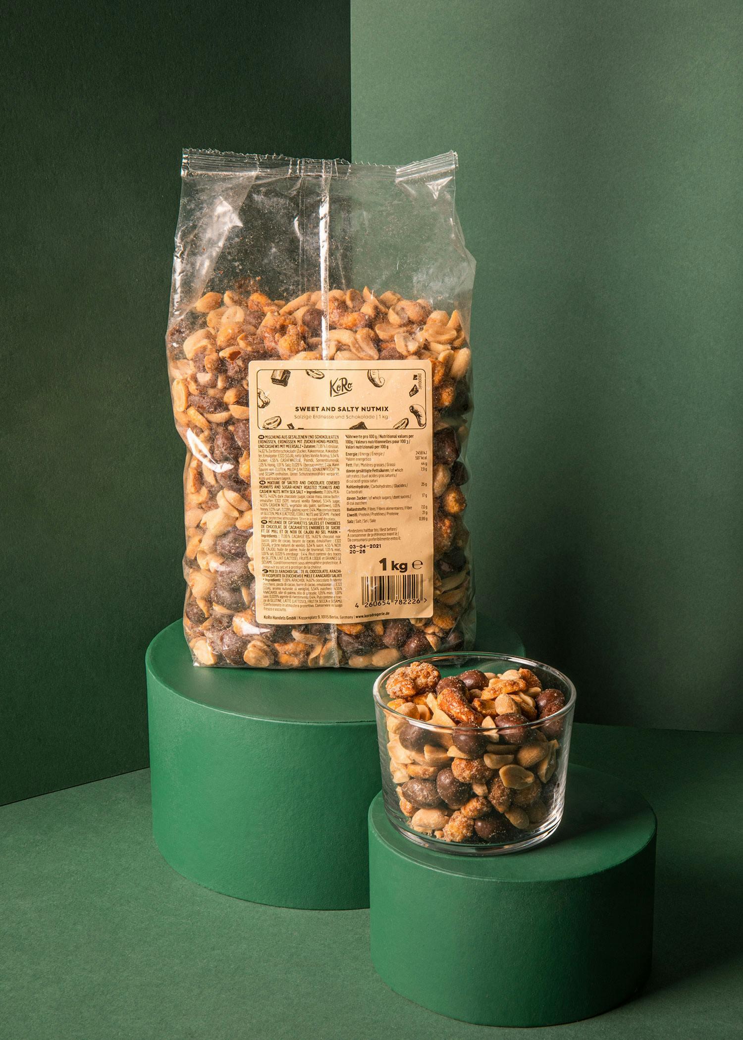 KoRo - Mélange de noix sucré et salé - 1 kg - Cacahuètes salées et chocolatées 2/6