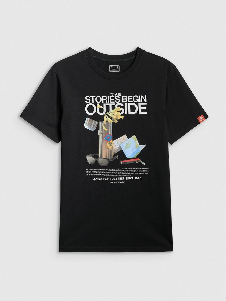 T-shirt regular z nadrukiem męski 4F 4FRSS26TTSHM3811 5/6