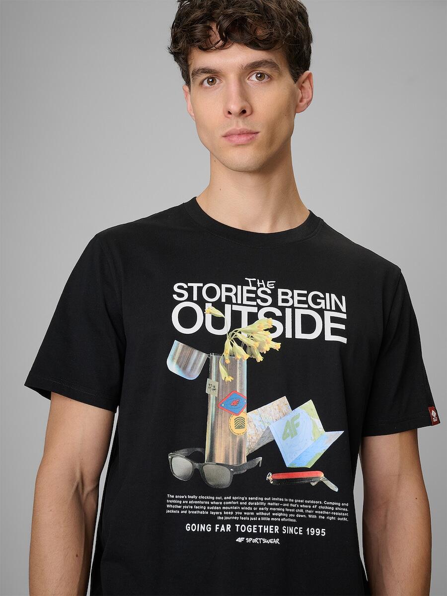 T-shirt regular z nadrukiem męski 4F 4FRSS26TTSHM3811 4/6