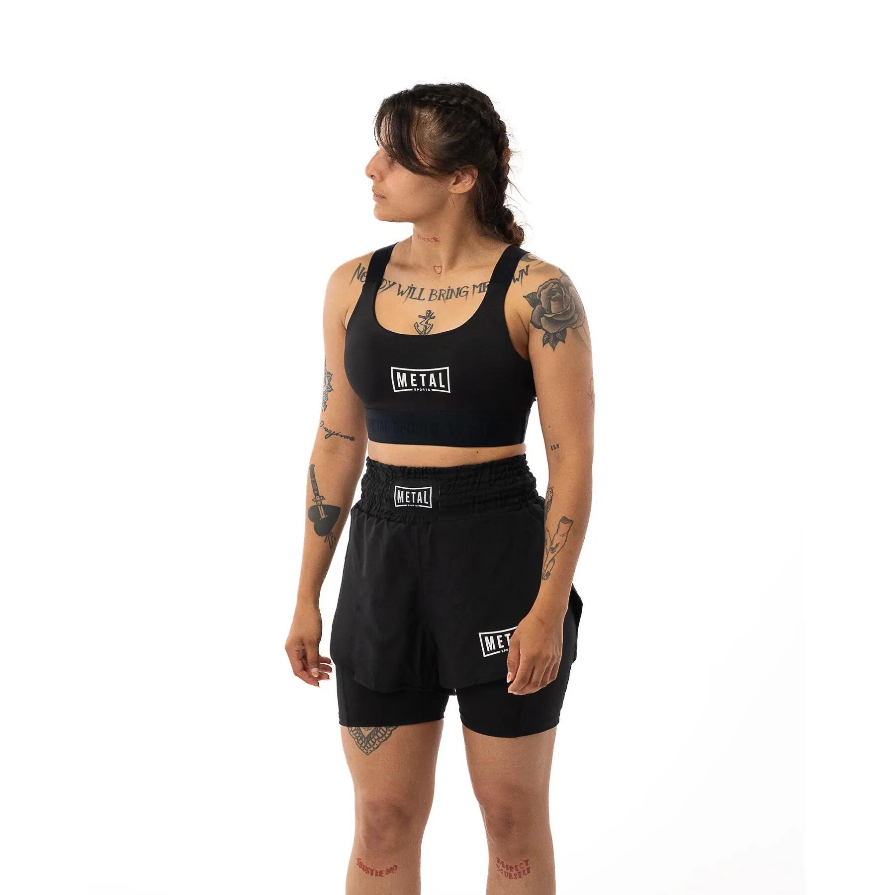 2-in-1 Damen Kampfhose Metal Boxe 1/5