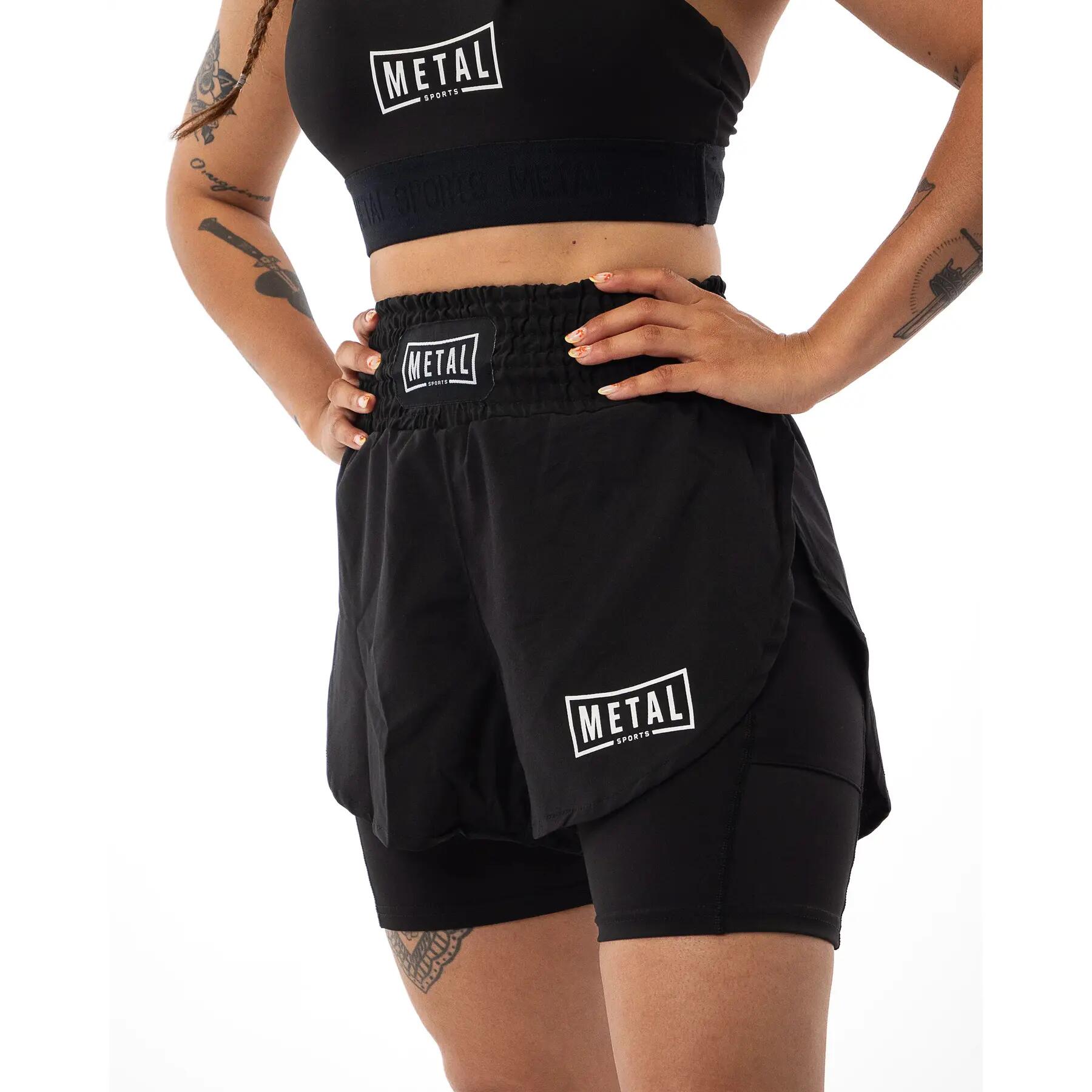 2-in-1 Damen Kampfhose Metal Boxe 4/5