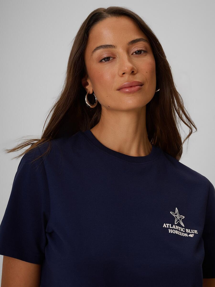 T-shirt relaxed z nadrukiem damski 4F 4FRSS26TTSHF4021 4/6