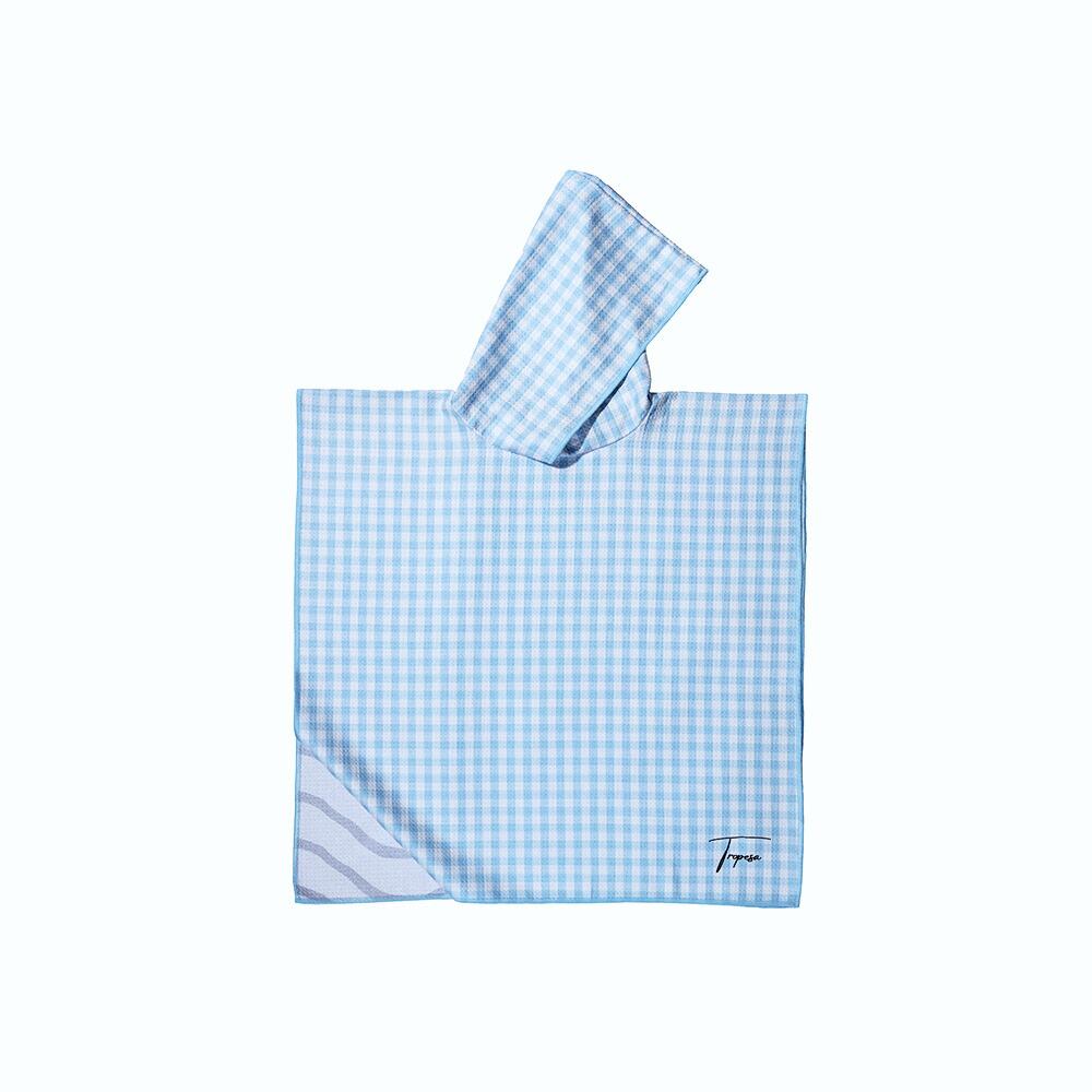 Poncho de Bain enfant 2-7 ans, vichy bleu et blanc 2/7
