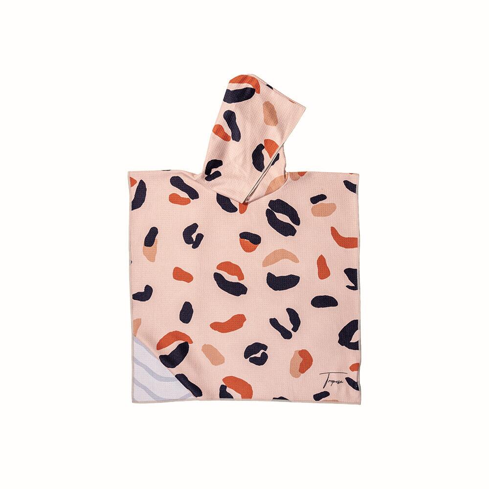 Poncho de Bain enfant 2-7 ans, imprimé beige rosé motif léopard 2/7