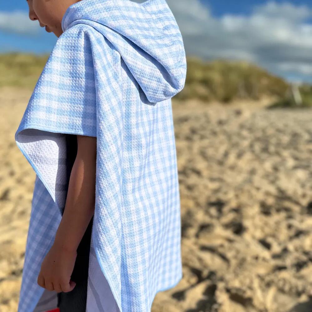 Poncho de Bain enfant 2-7 ans, vichy bleu et blanc 6/7