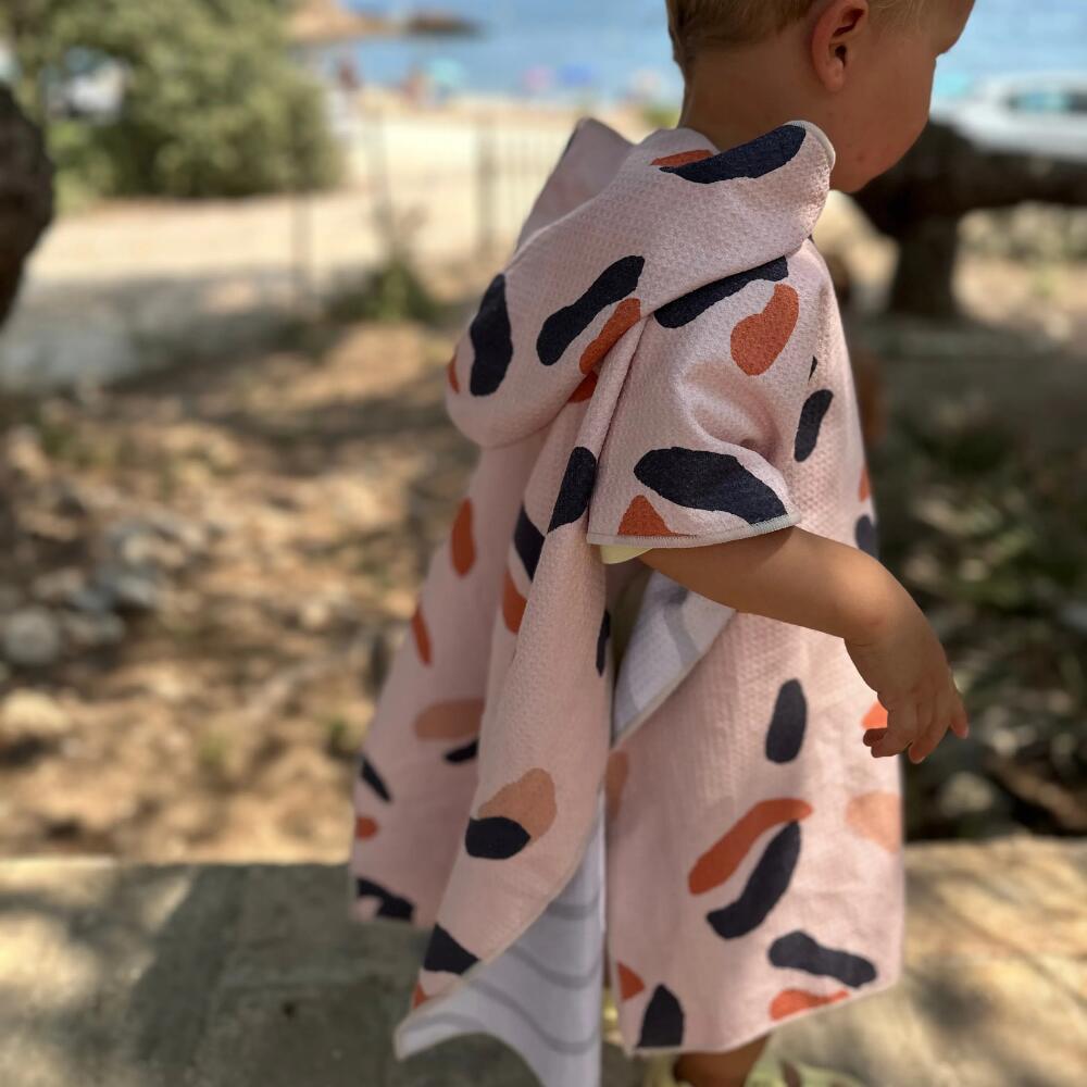 Poncho de Bain enfant 2-7 ans, imprimé beige rosé motif léopard 7/7