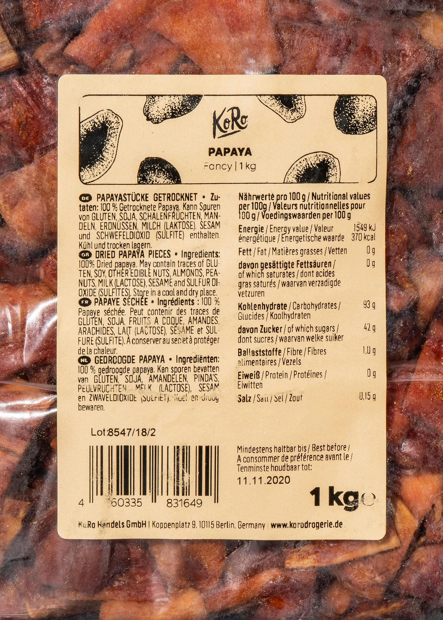 Papaye séchée sans sucre ajouté 1 kg 4/6