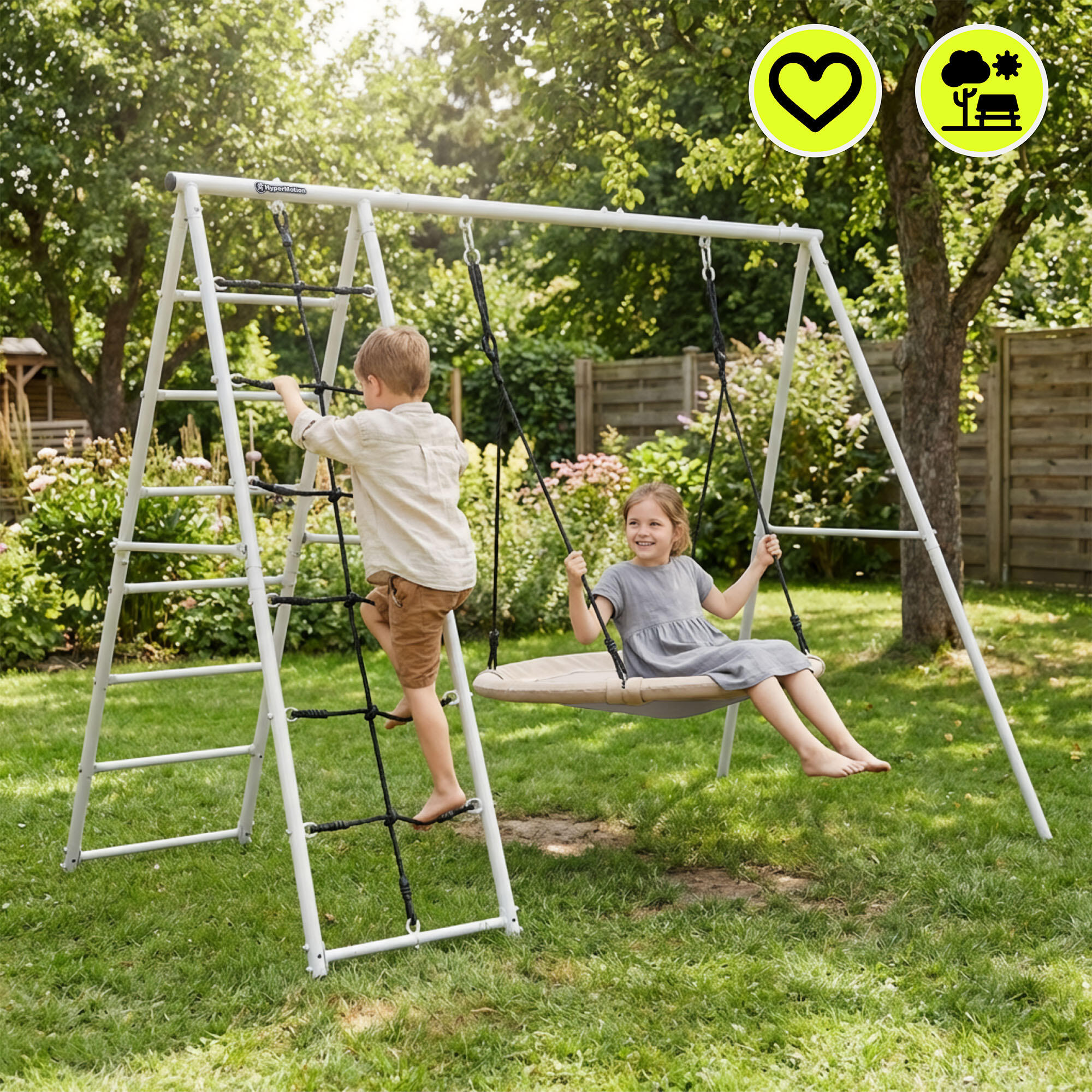 Aire de Jeux Balançoire Jardin XL HyperMotion SWING HYP10.1 Nid Filet 180kg EN71 2/7