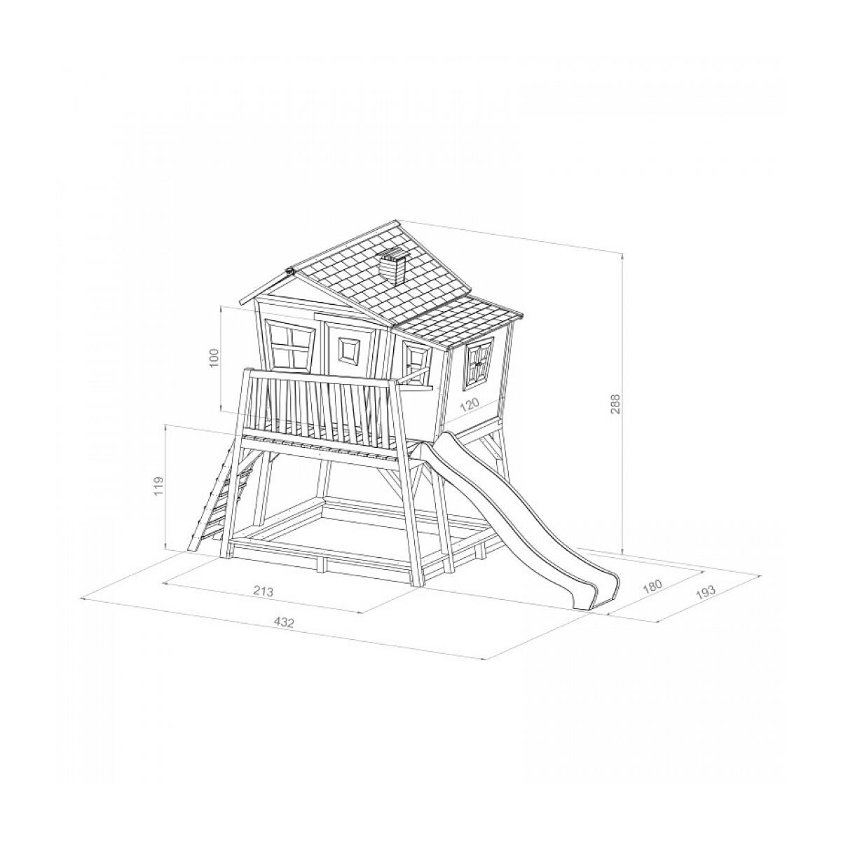 AXI Maisonette MAX Brown White mit Lila Rutsche und Sandkasten 2/4