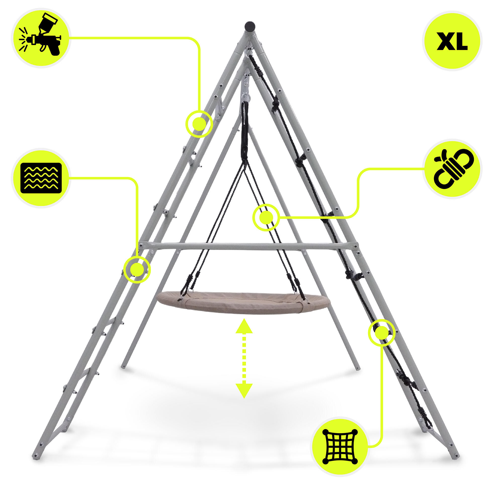 Aire de Jeux Balançoire Jardin XL HyperMotion SWING HYP10.1 Nid Filet 180kg EN71 5/7