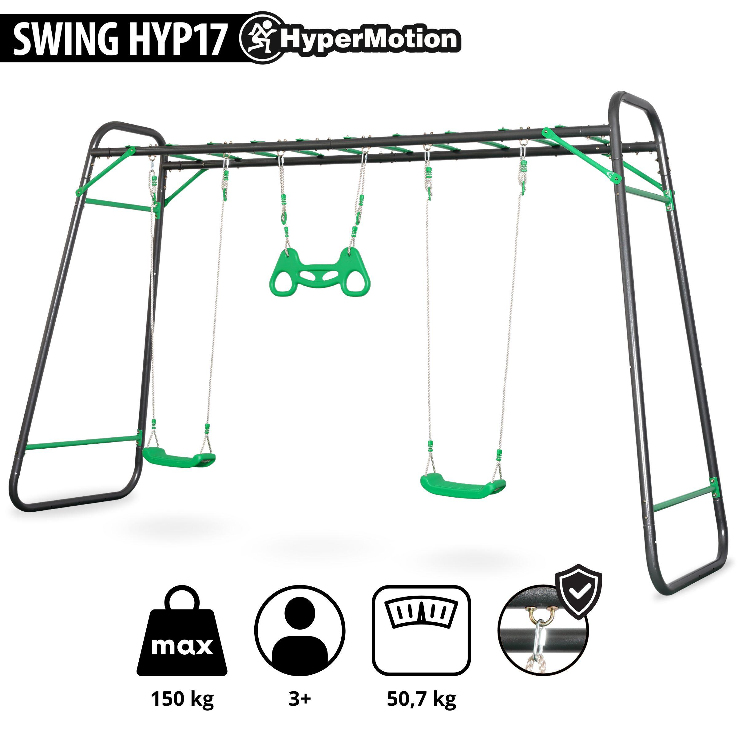 Aire de Jeux Balançoire Jardin XXL HyperMotion SWING HYP17 Trapèze 150kg EN71 4/7
