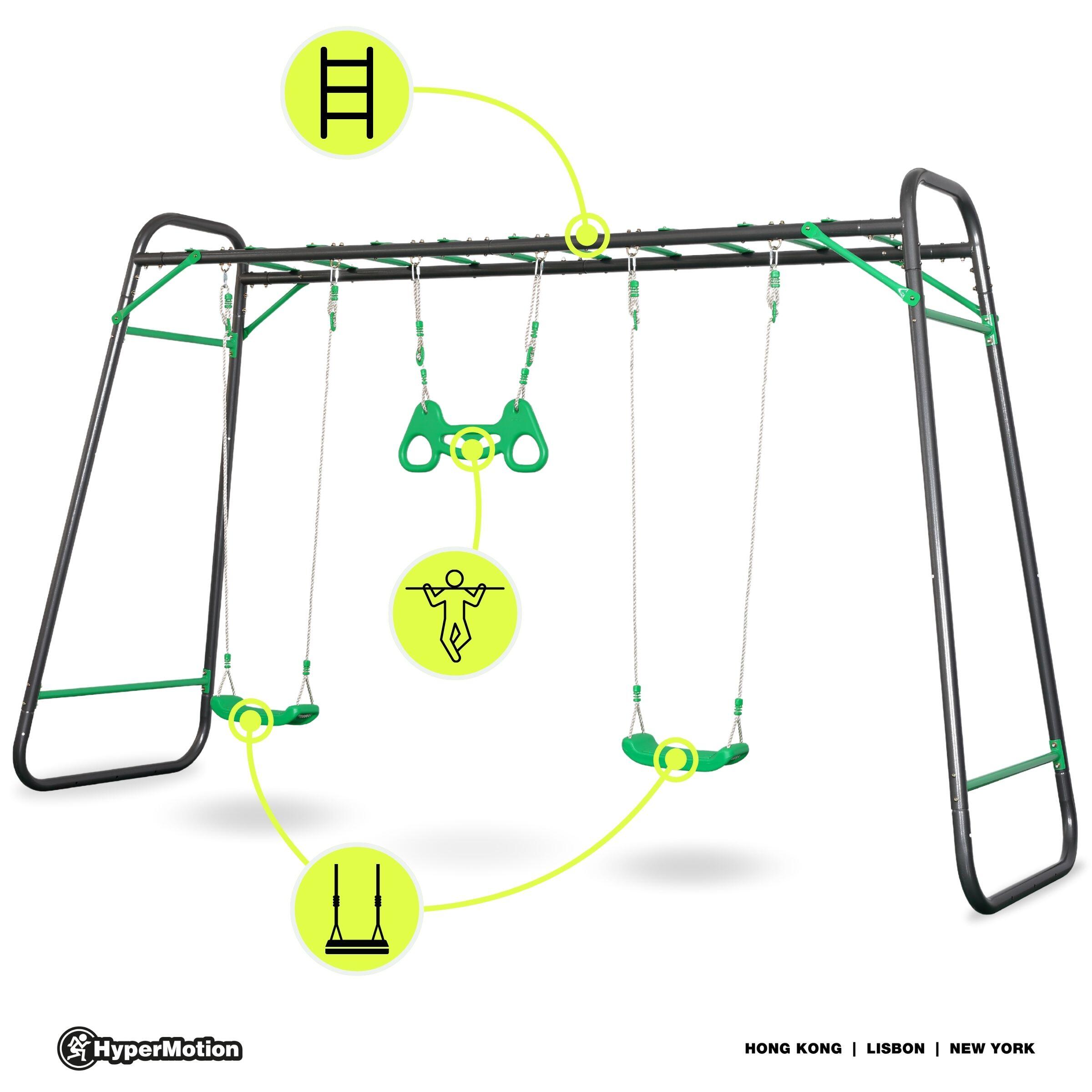 Aire de Jeux Balançoire Jardin XXL HyperMotion SWING HYP17 Trapèze 150kg EN71 6/7