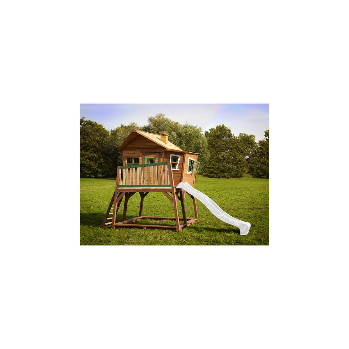 AXI Crooked Max Playhouse Bruin Groen Glijbaan Wit 5/5