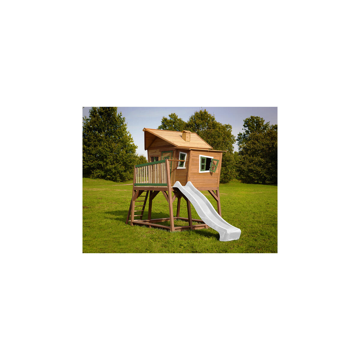 AXI Crooked Max Playhouse Bruin Groen Glijbaan Wit 4/5