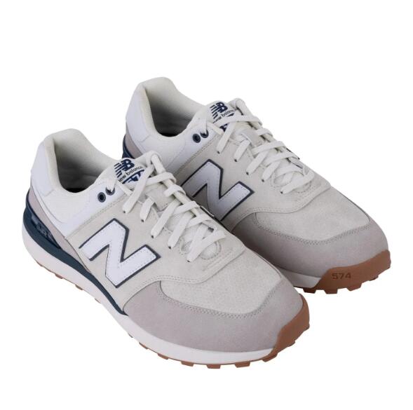New Balance 574 Greens VS, Zapatos de Golf Hombre, Beige/Gris/Azul 3/6