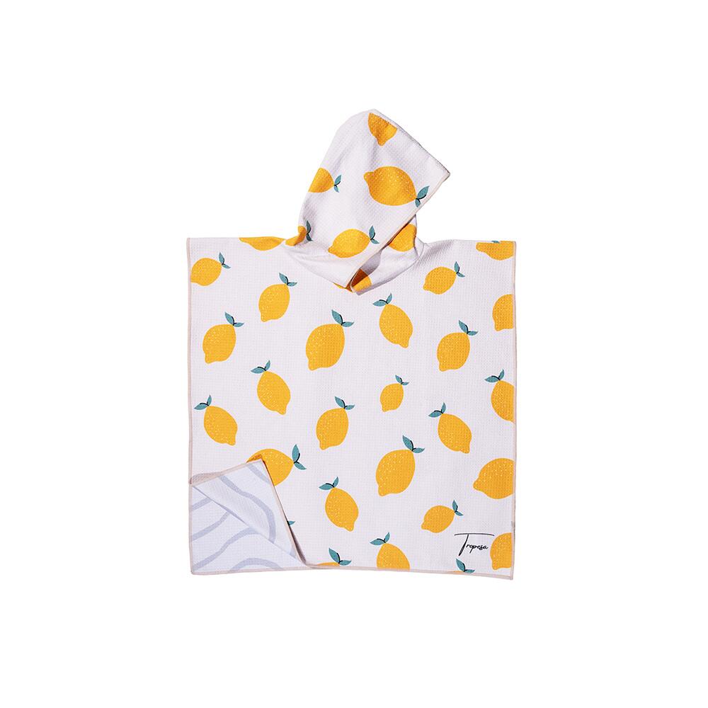 Poncho de Bain enfant 2-7 ans, blanc motifs citrons 2/7