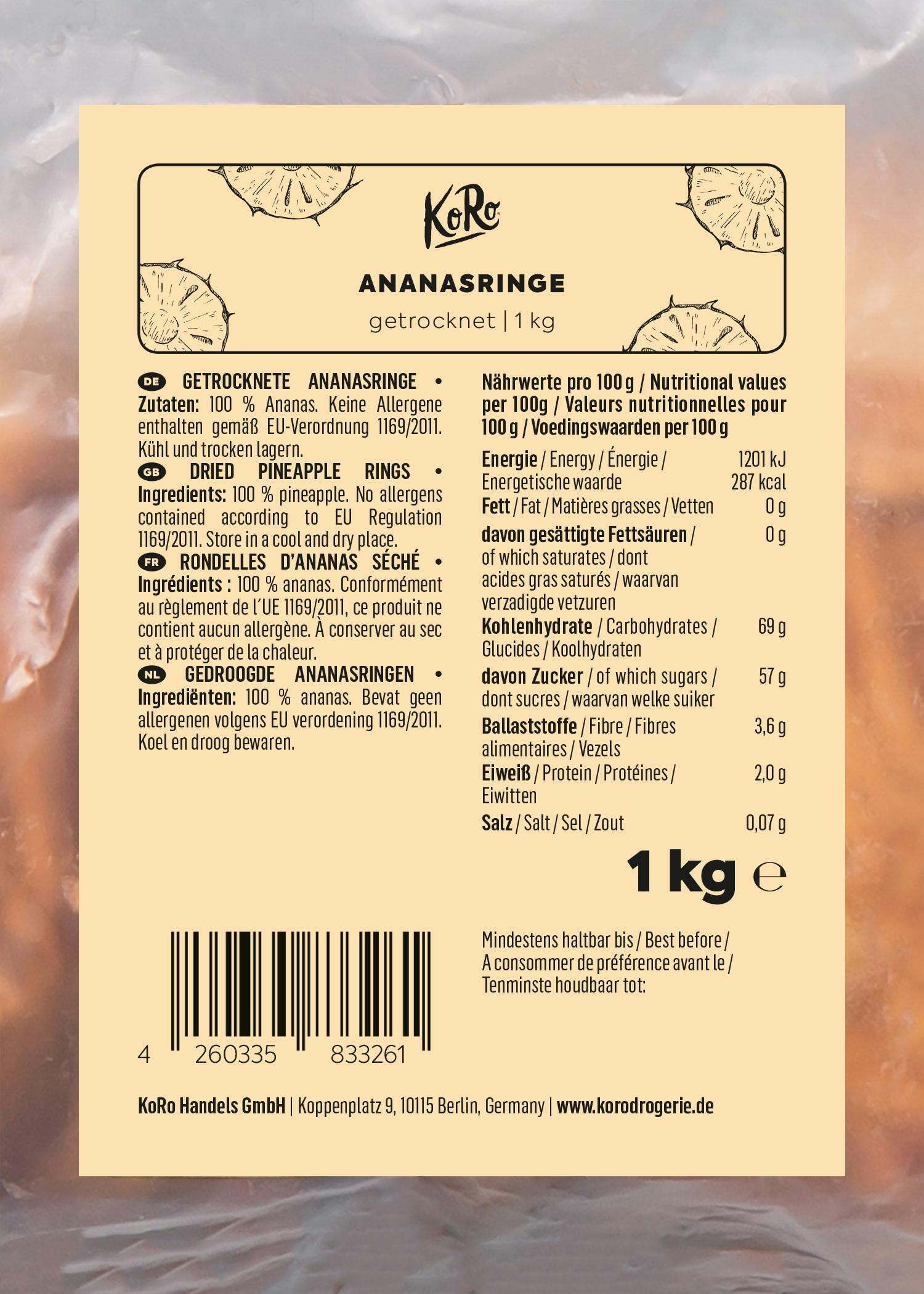 Anelli di ananas senza zuccheri aggiunti | 1 kg 4/6