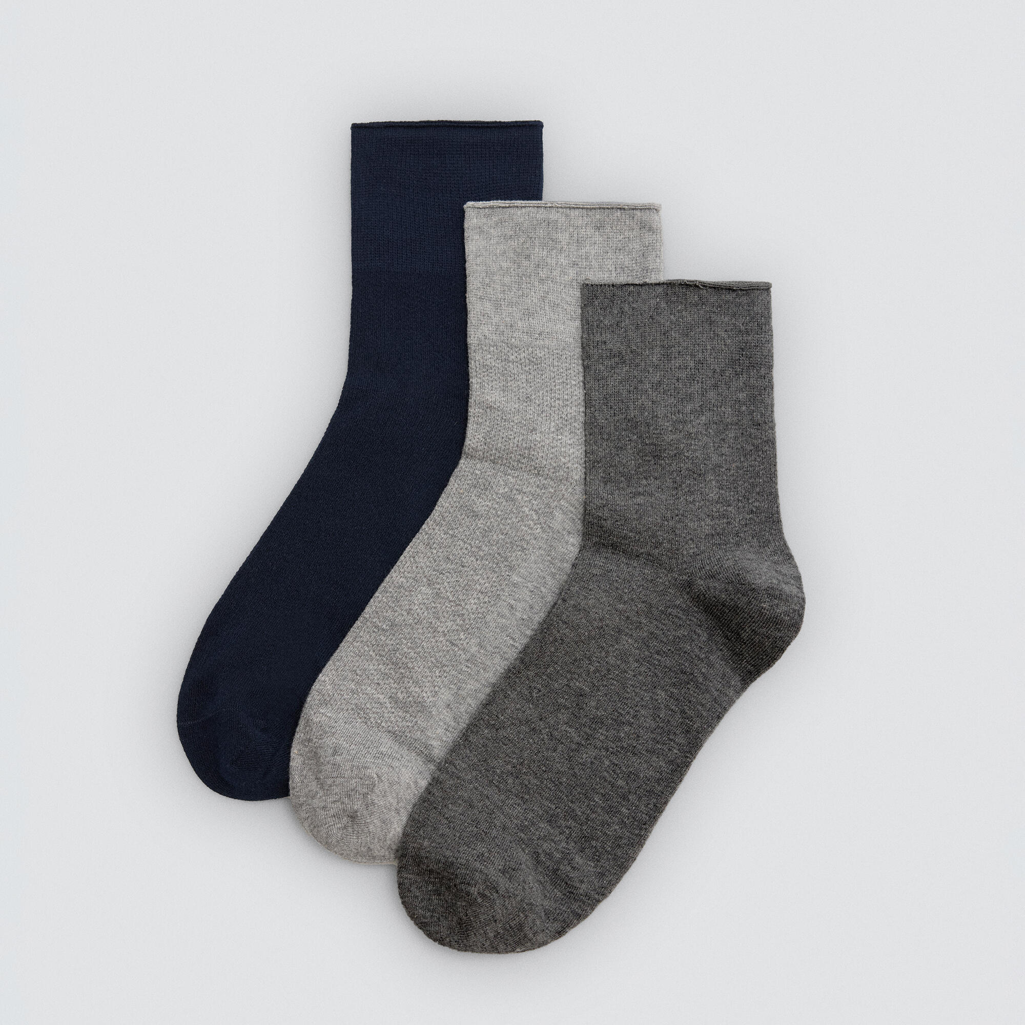 Lot de 3 chaussettes hautes unies multicolores basiques 1/7