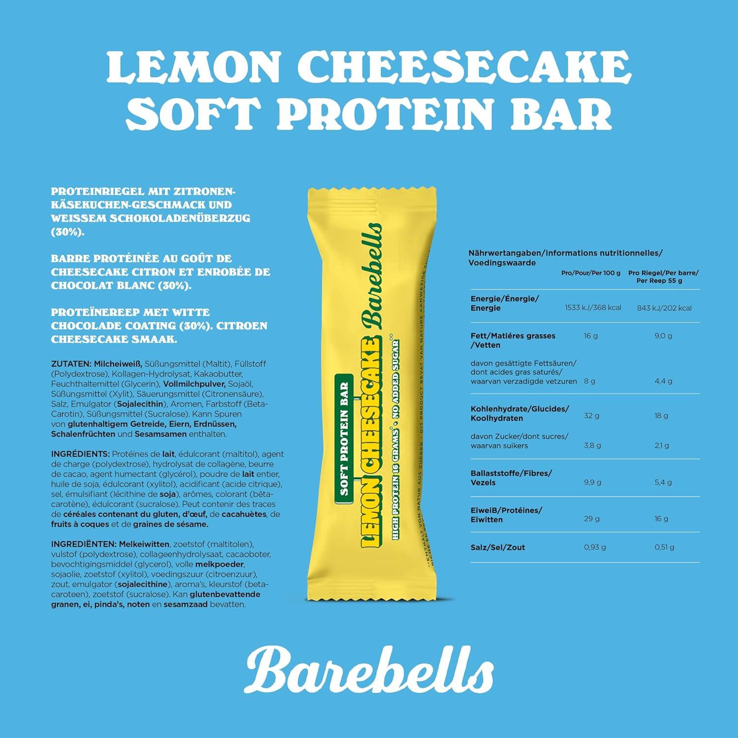 Barritas de Proteína Soft Sabor Lemon CheeseCake (12x55g) Barebells 3/3