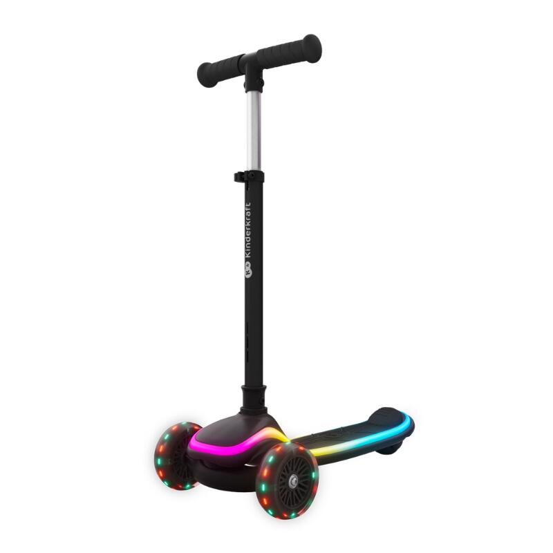 Trotinetă  Kinderkraft RAKET UP, 3 Roți LED, cu șezut, NEGRU