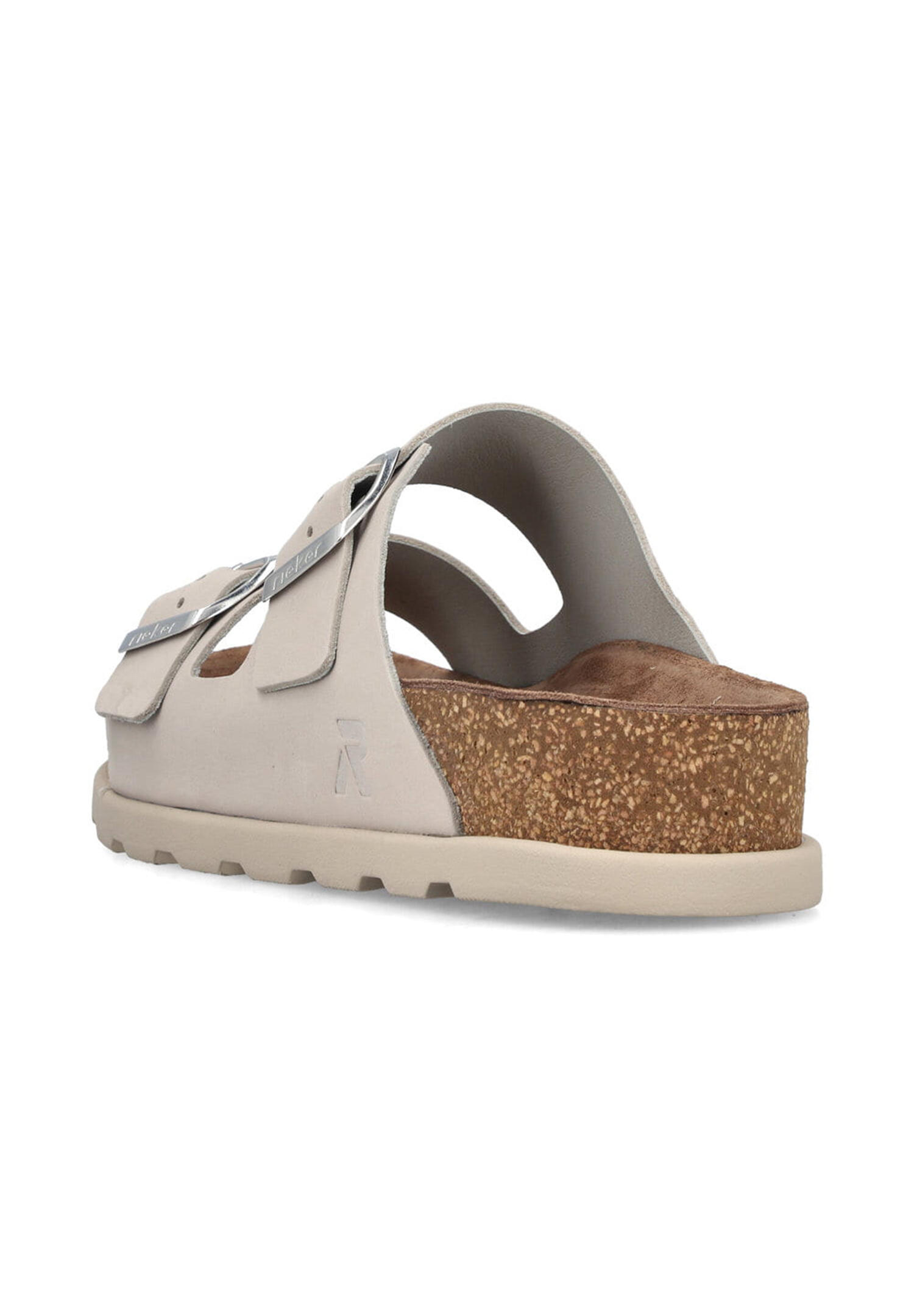 Rieker Damen Pantoletten V3190-40 Fußbettpantolette Frauen Leder Grau 3/5