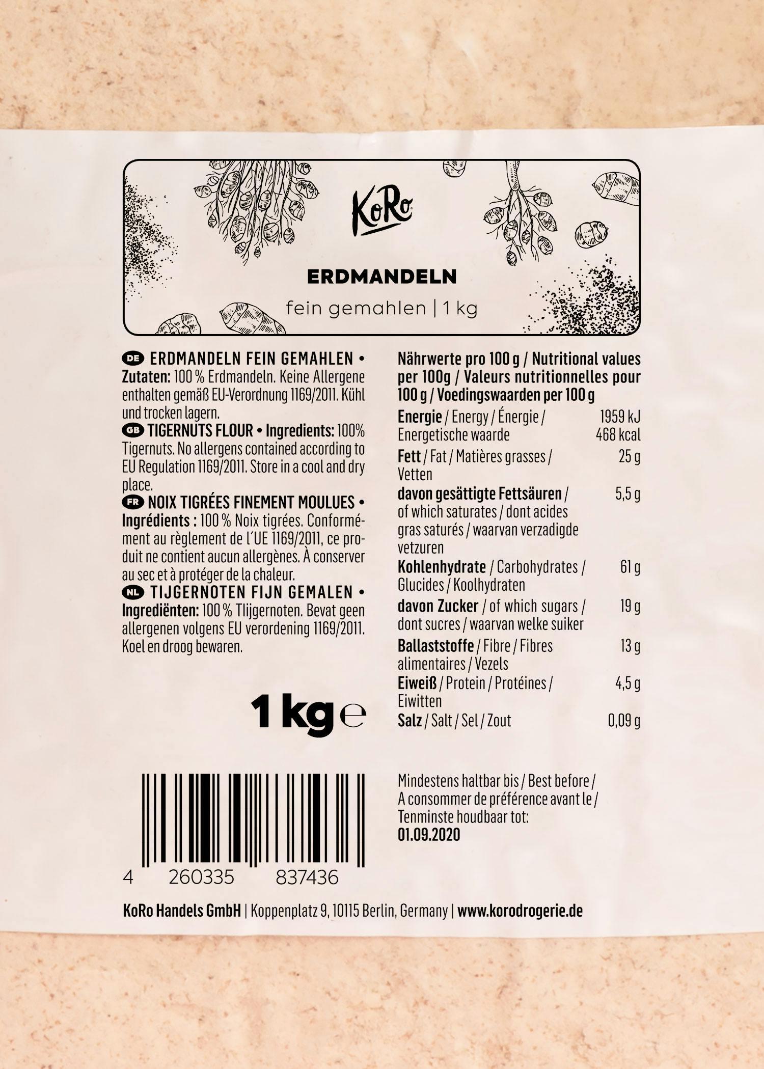 Noix tigrées finement moulues 1 kg 4/6
