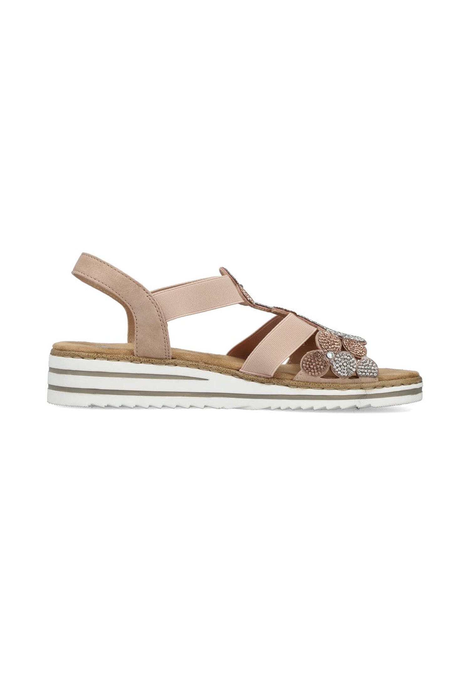 Rieker Damen Riemchensandalen V0613-90 Frauen Sandale Keilabsatz Rosa 2/5