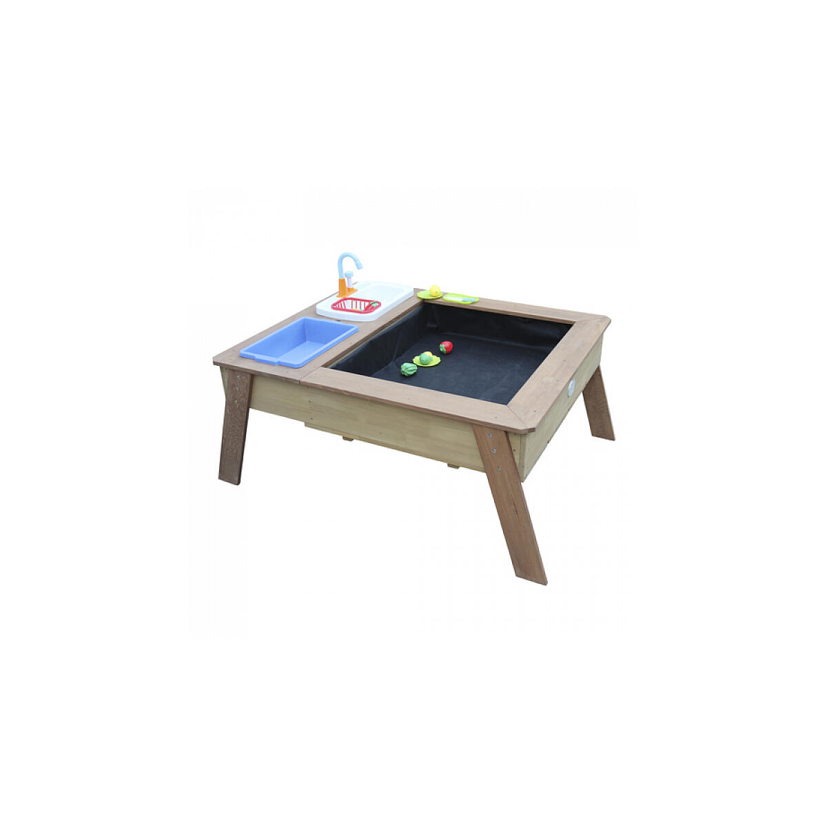 AXI Linda Table sable et eau avec Cuisine et evier Marron Parasol Bleu Blanc 4/5
