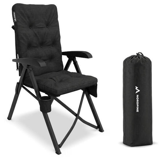 Chaise de camping pliable jusqu'à 150 kg avec porte-gobelet et poche latérale