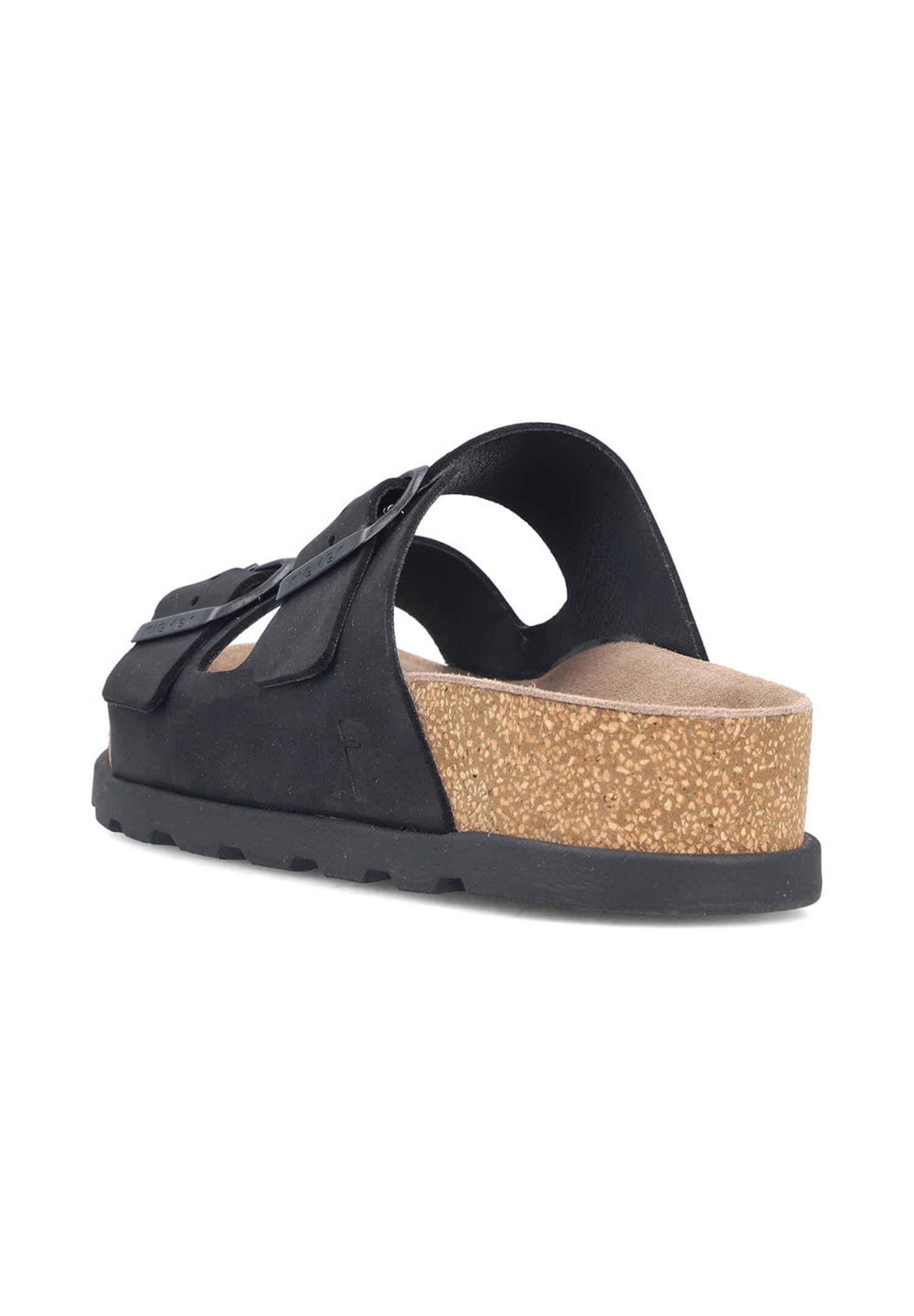 Rieker Damen Pantoletten V3190-01 Fußbettpantolette Frauen Leder Schwarz 2/4