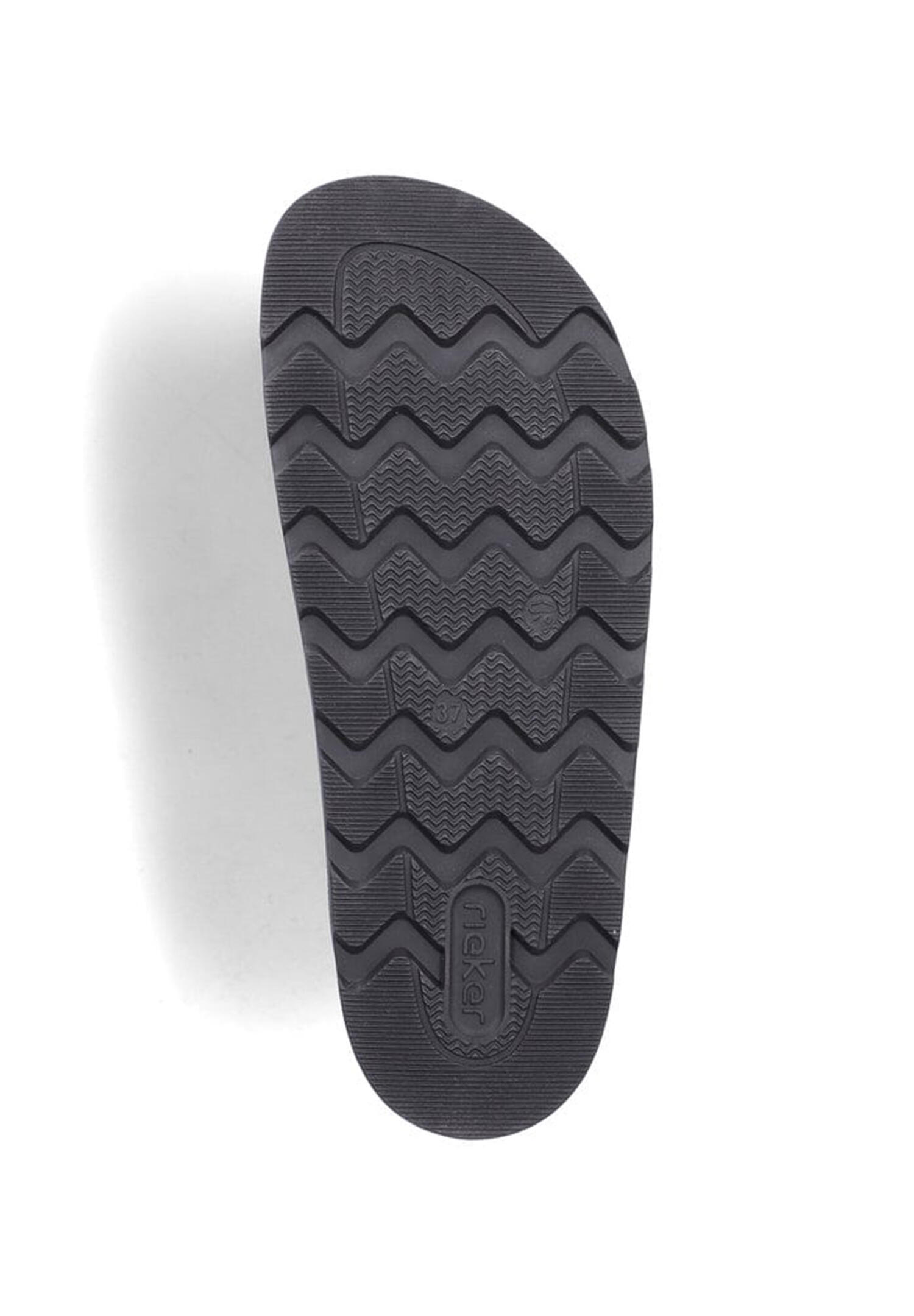 Rieker Damen Pantoletten V3190-01 Fußbettpantolette Frauen Leder Schwarz 4/4