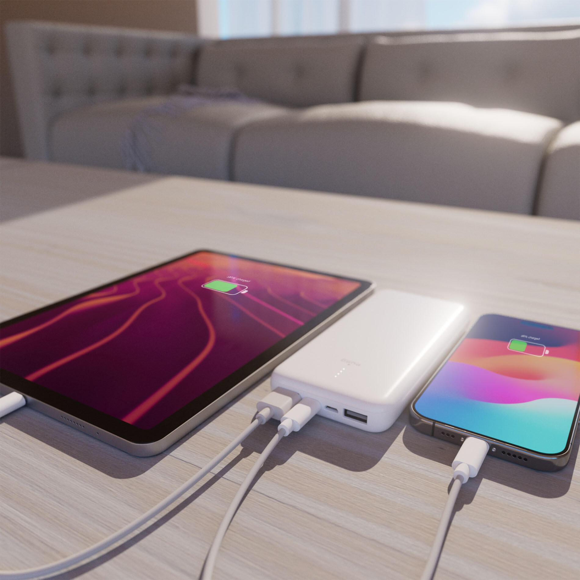 Power Bank 10000mAh  USB-C + 2 USB-A Fast Charge Cavo Incluso 7/7